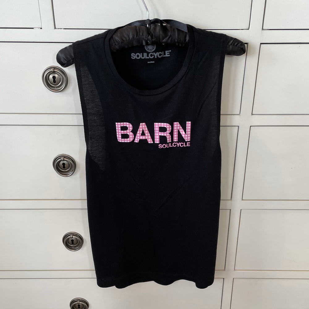 SOULCYCLE black barn graphic tank top